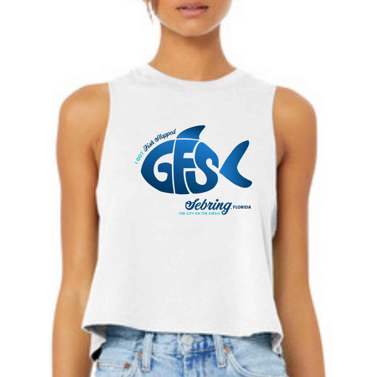 BELLA+CANVAS® Women’s Racerback Cropped Tank – “I Got Fish Slapped in Sebring, FL” Signature Tee